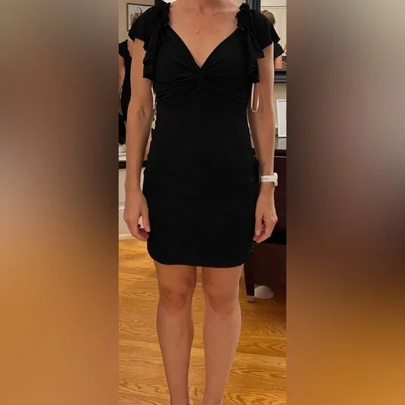 NWT Lulu’s Crushing on Cute Black Flutter Sleeves Mini Dress in Small - Picture 8 of 8